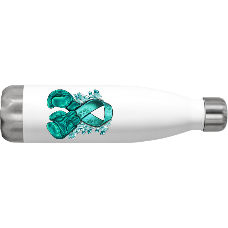 Ovarian Cancer Teal Ribbon With Boxing Gloves Stainless Steel Water Bottle | Artistshot