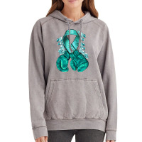 Ovarian Cancer Teal Ribbon With Boxing Gloves Vintage Hoodie | Artistshot