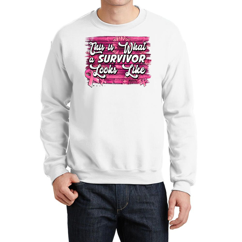 This Is What A Survivor Looks Like Breast Cancer Crewneck Sweatshirt | Artistshot