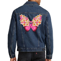 Pink Ribbon Breast Cancer Butterfly Men Denim Jacket | Artistshot