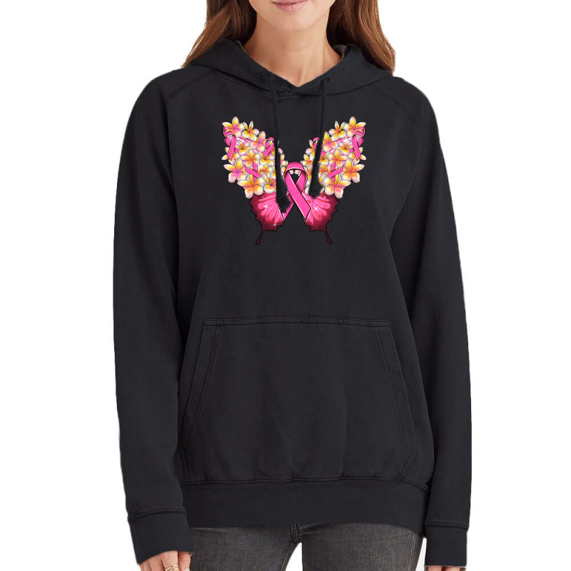 Pink Ribbon Breast Cancer Butterfly Vintage Hoodie | Artistshot