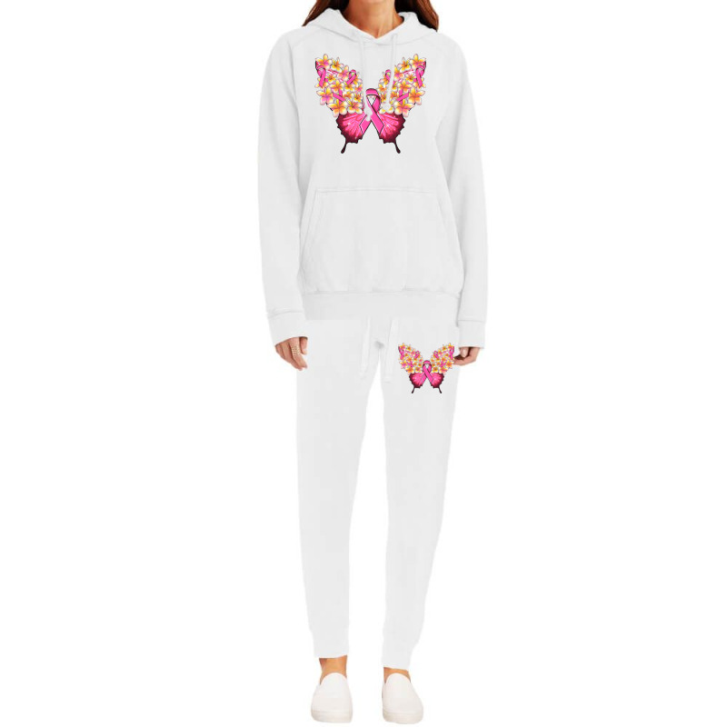 Pink Ribbon Breast Cancer Butterfly Hoodie & Jogger Set | Artistshot