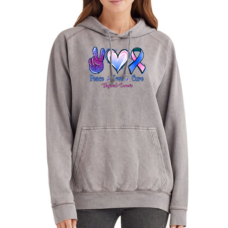 Peace Love Cure Thyroid Cancer Vintage Hoodie | Artistshot