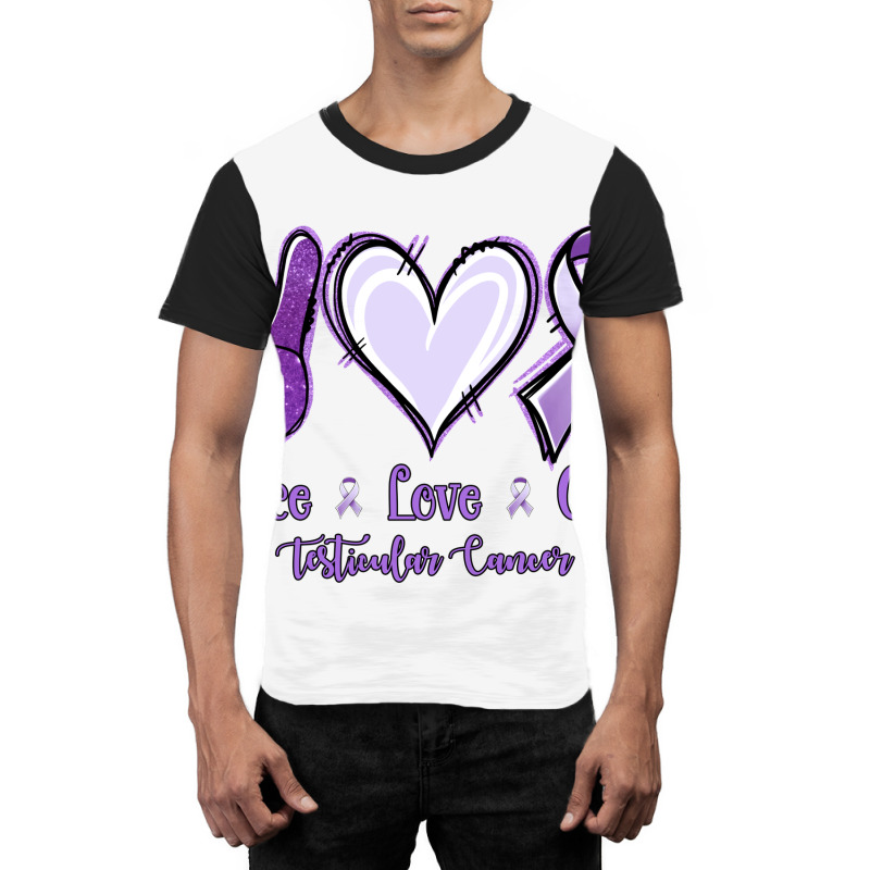 Peace Love Cure Testicular Cancer Graphic T-shirt | Artistshot