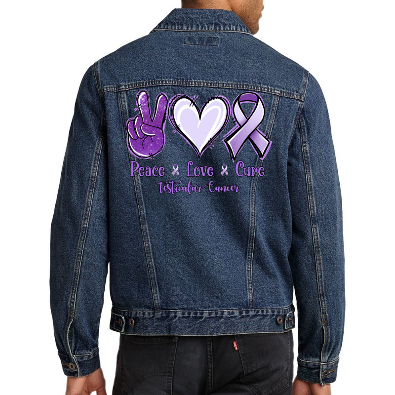 Peace Love Cure Testicular Cancer Men Denim Jacket | Artistshot