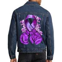 Domestic Violence Warrior Purple Ribbon Men Denim Jacket | Artistshot