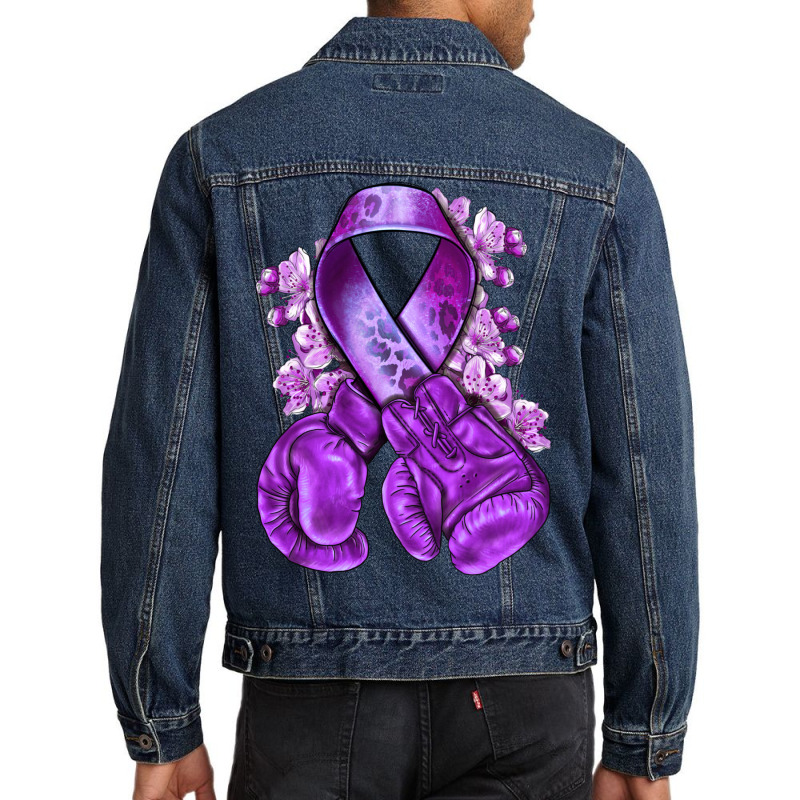 Domestic Violence Warrior Purple Ribbon Men Denim Jacket | Artistshot