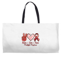 Peace Love Cure Multiple Myeloma Weekender Totes | Artistshot