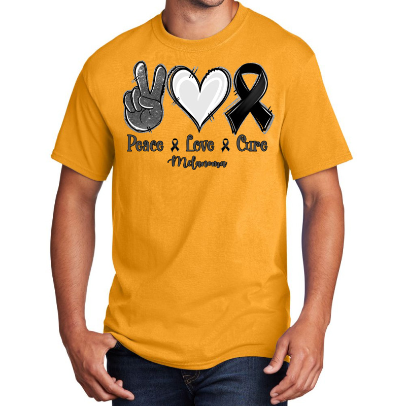 Peace Love Cure Melanoma Cancer Basic T-shirt | Artistshot