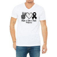 Peace Love Cure Melanoma Cancer V-neck Tee | Artistshot