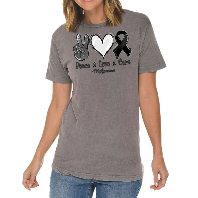 Peace Love Cure Melanoma Cancer Vintage T-shirt | Artistshot