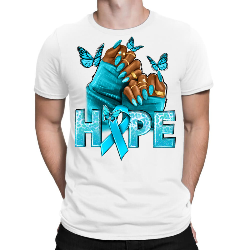 Hope Teal Ribbon Ovarian Cancer Nails T-shirt | Artistshot