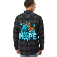 Hope Teal Ribbon Ovarian Cancer Nails Flannel Shirt | Artistshot