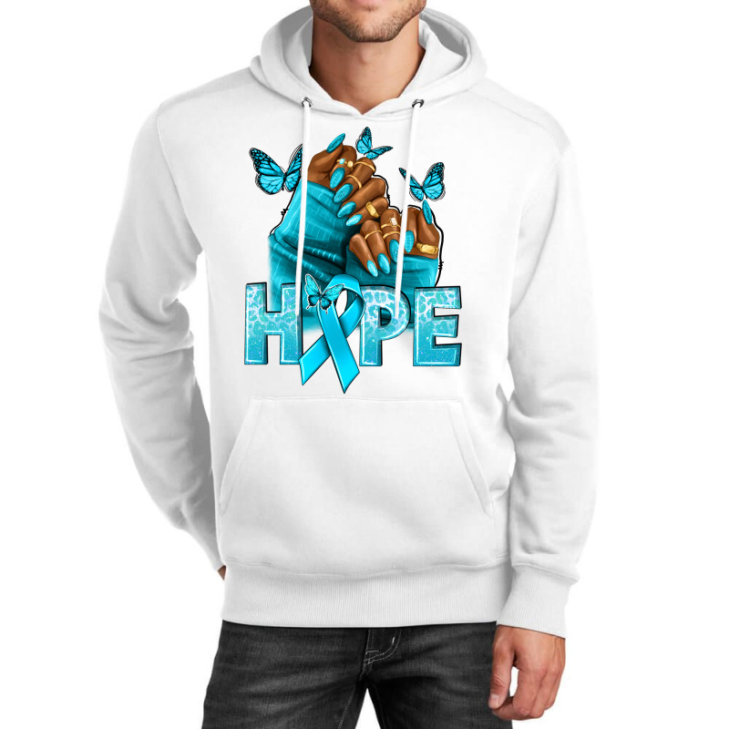 Hope Teal Ribbon Ovarian Cancer Nails Unisex Hoodie | Artistshot