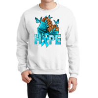 Hope Teal Ribbon Ovarian Cancer Nails Crewneck Sweatshirt | Artistshot