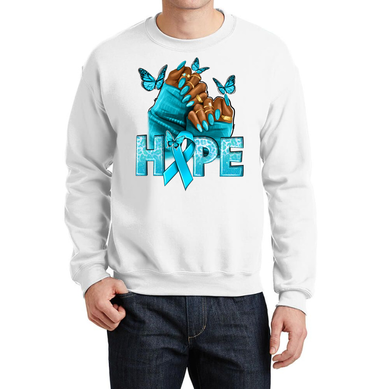 Hope Teal Ribbon Ovarian Cancer Nails Crewneck Sweatshirt | Artistshot