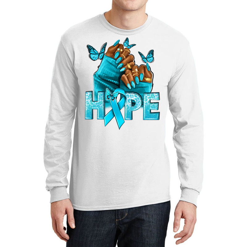 Hope Teal Ribbon Ovarian Cancer Nails Long Sleeve Shirts | Artistshot