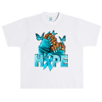 Hope Teal Ribbon Ovarian Cancer Nails Urban Heavy T-shirt | Artistshot