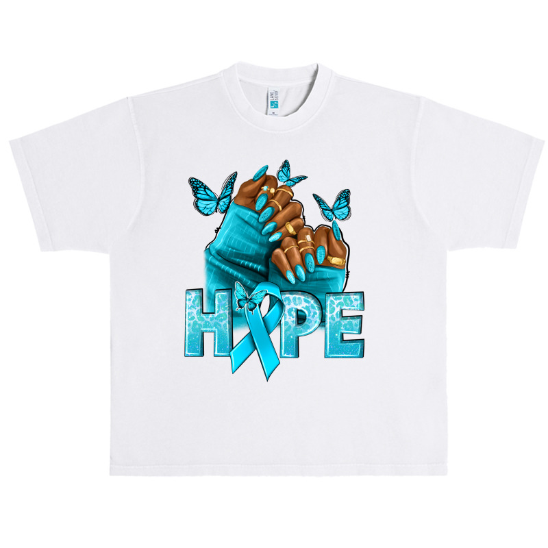 Hope Teal Ribbon Ovarian Cancer Nails Urban Heavy T-shirt | Artistshot