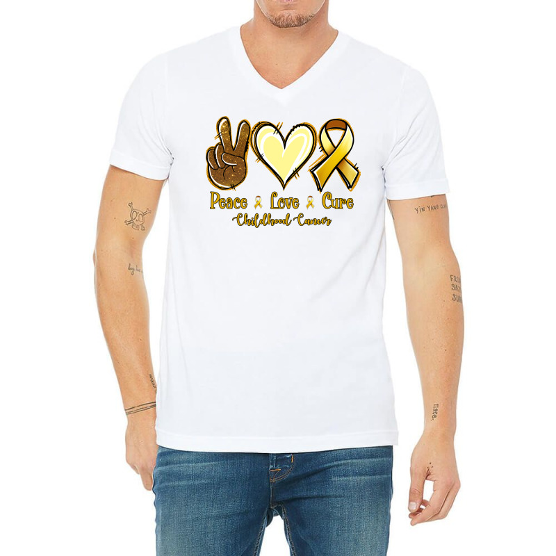 Peace Love Cure Bone Cancer V-neck Tee | Artistshot