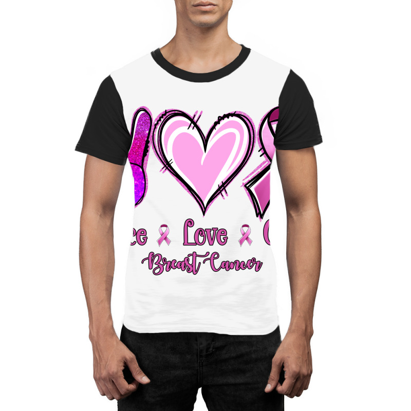 Peace Love Cure Breast Cancer Graphic T-shirt | Artistshot