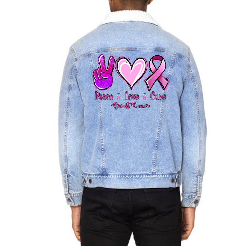 Peace Love Cure Breast Cancer Unisex Sherpa-lined Denim Jacket | Artistshot