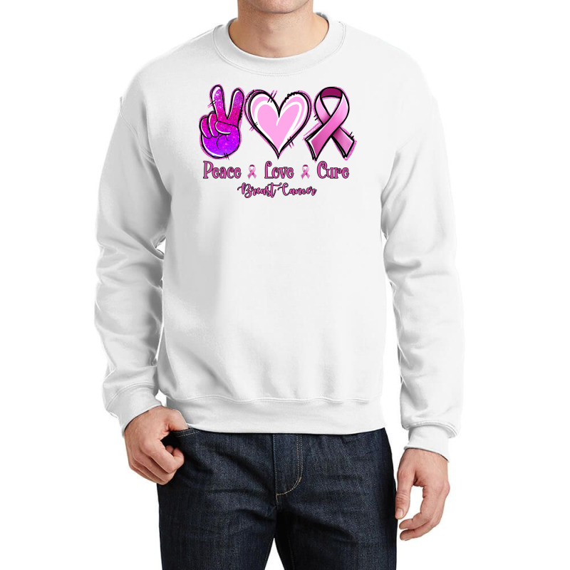 Peace Love Cure Breast Cancer Crewneck Sweatshirt | Artistshot