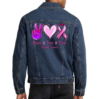 Peace Love Cure Breast Cancer Men Denim Jacket | Artistshot