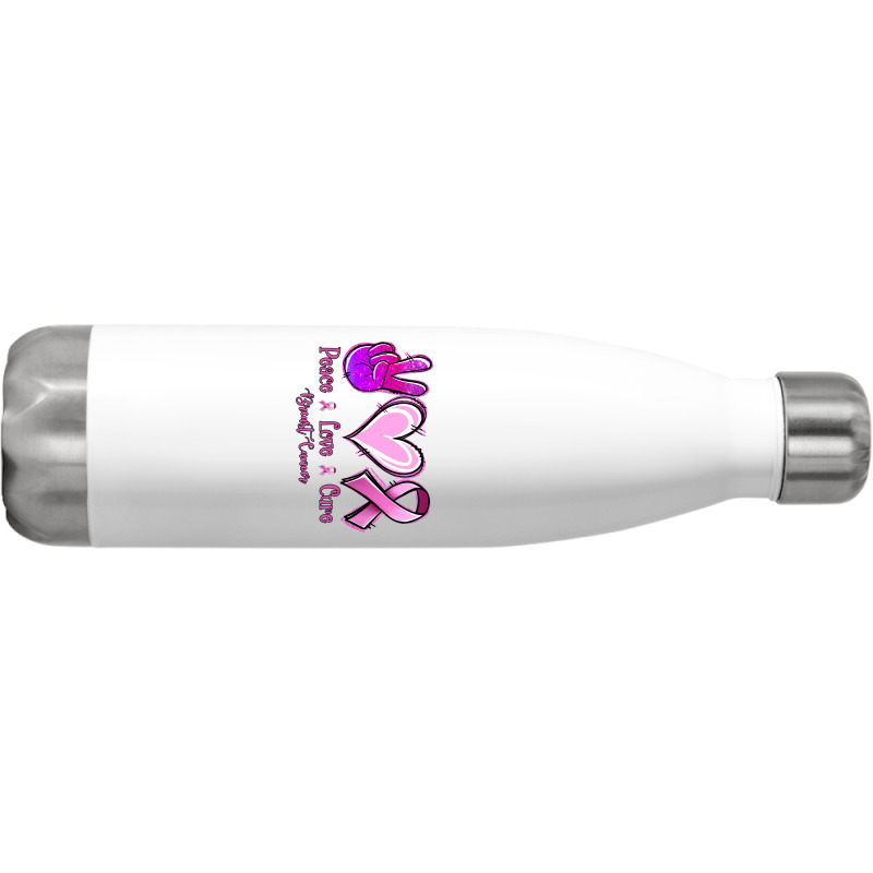 Peace Love Cure Breast Cancer Stainless Steel Water Bottle | Artistshot