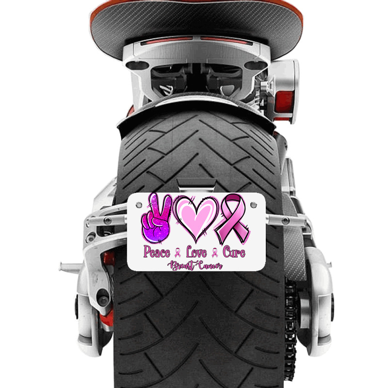 Peace Love Cure Breast Cancer Motorcycle License Plate | Artistshot