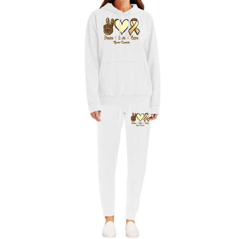 Peace Love Cure Bone Cancer Hoodie & Jogger Set | Artistshot