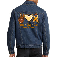 Peace Love Cure Appendix Cancer Men Denim Jacket | Artistshot