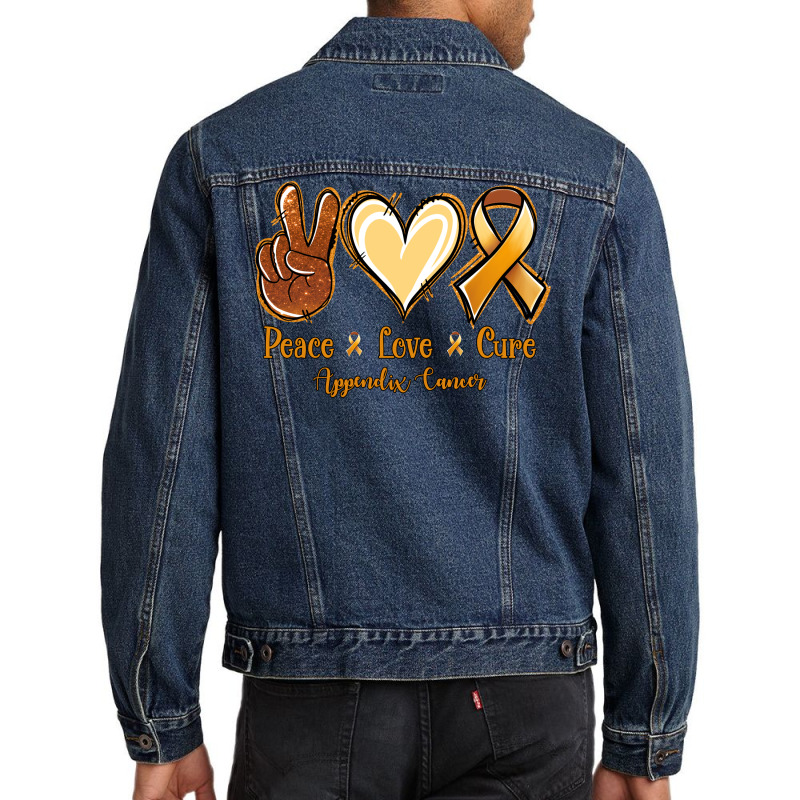 Peace Love Cure Appendix Cancer Men Denim Jacket | Artistshot