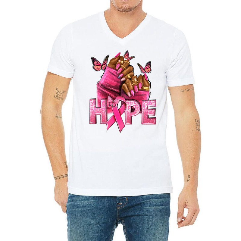 Hope Breast Cancer Nails V-neck Tee | Artistshot