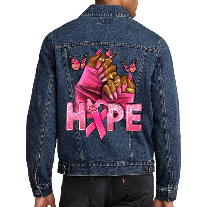 Hope Breast Cancer Nails Men Denim Jacket | Artistshot