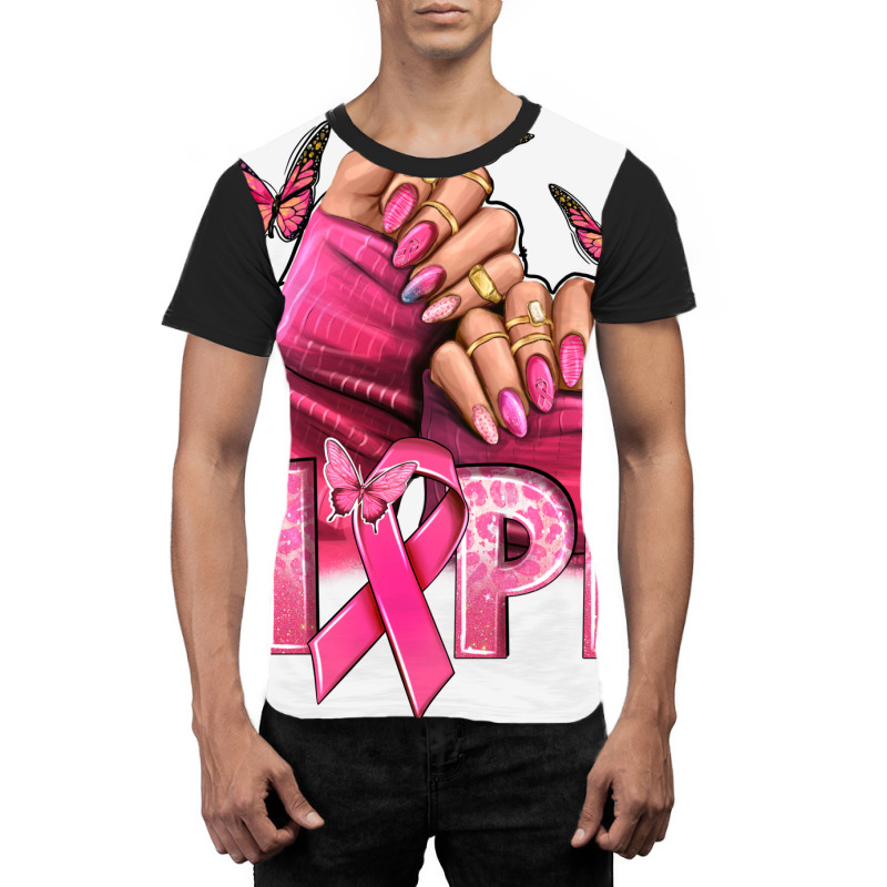 Hope Breast Cancer Caucasian Hand Nails Graphic T-shirt | Artistshot