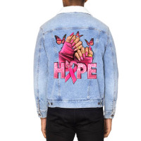 Hope Breast Cancer Caucasian Hand Nails Unisex Sherpa-lined Denim Jacket | Artistshot