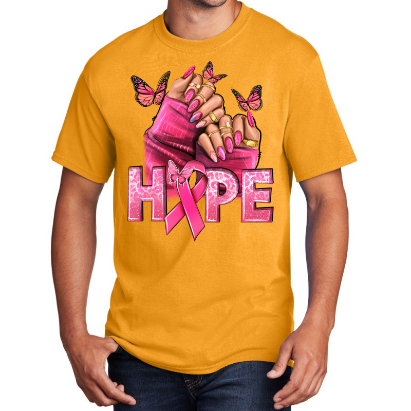 Hope Breast Cancer Caucasian Hand Nails Basic T-shirt | Artistshot