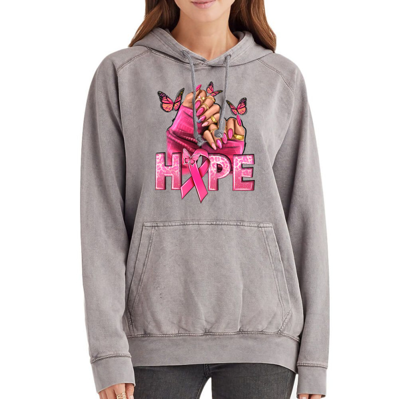 Hope Breast Cancer Caucasian Hand Nails Vintage Hoodie | Artistshot