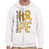 Finding The Cure Starts With Hope Childhood Cancer Youth Zipper Hoodie | Artistshot