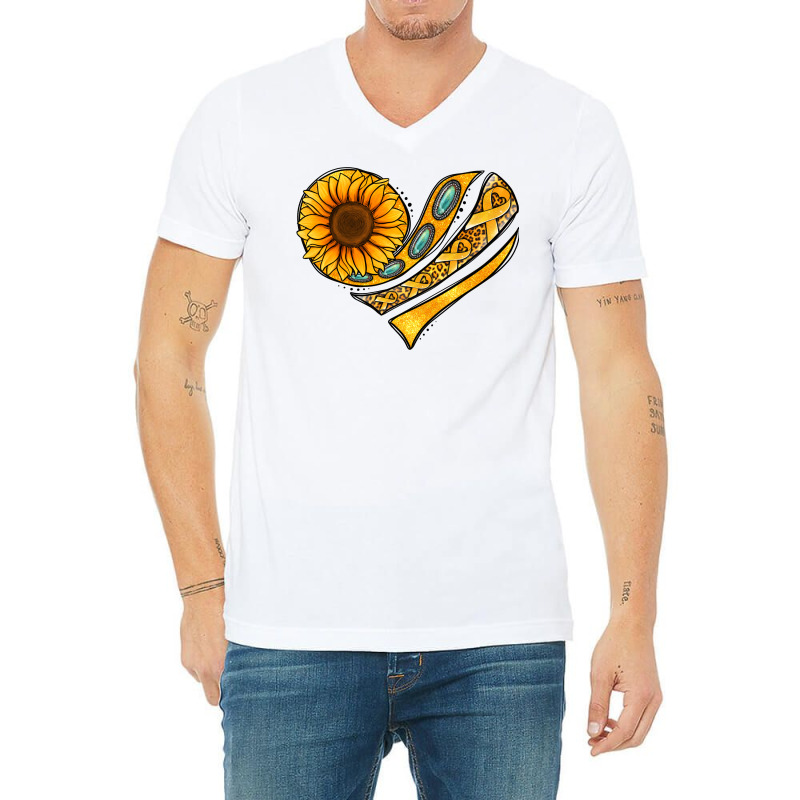 Childhood Cancer Awareness Heart V-neck Tee | Artistshot