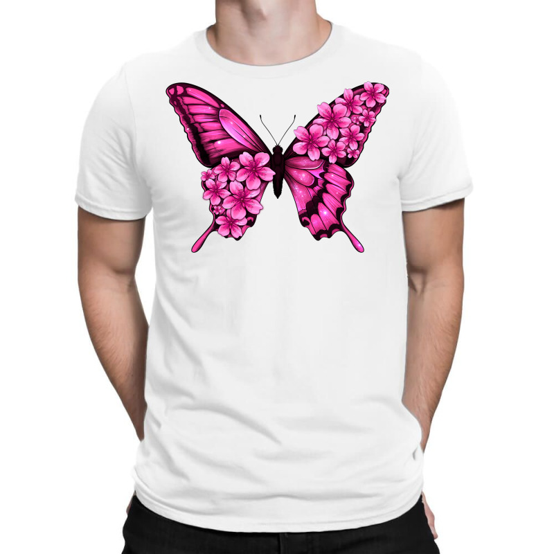 Floral Pink Butterfly T-shirt | Artistshot