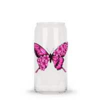 Floral Pink Butterfly Glass Tumbler | Artistshot