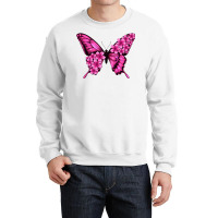 Floral Pink Butterfly Crewneck Sweatshirt | Artistshot