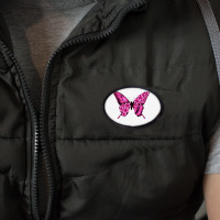 Floral Pink Butterfly Oval Patch | Artistshot