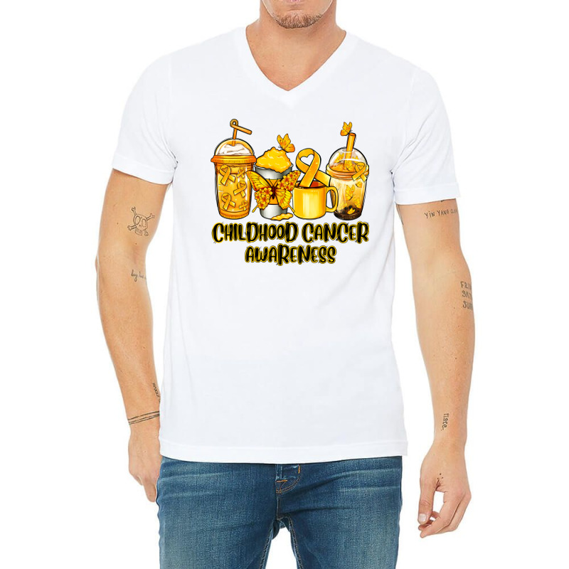 Childhood Cancer Awareness Coffee Cups V-neck Tee | Artistshot