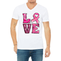 Breast Cancer Love V-neck Tee | Artistshot