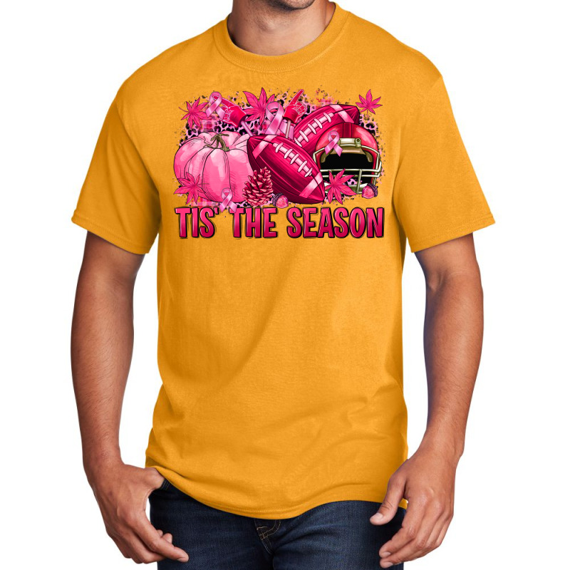 Tis' The Season Football Breast Cancer Basic T-shirt | Artistshot