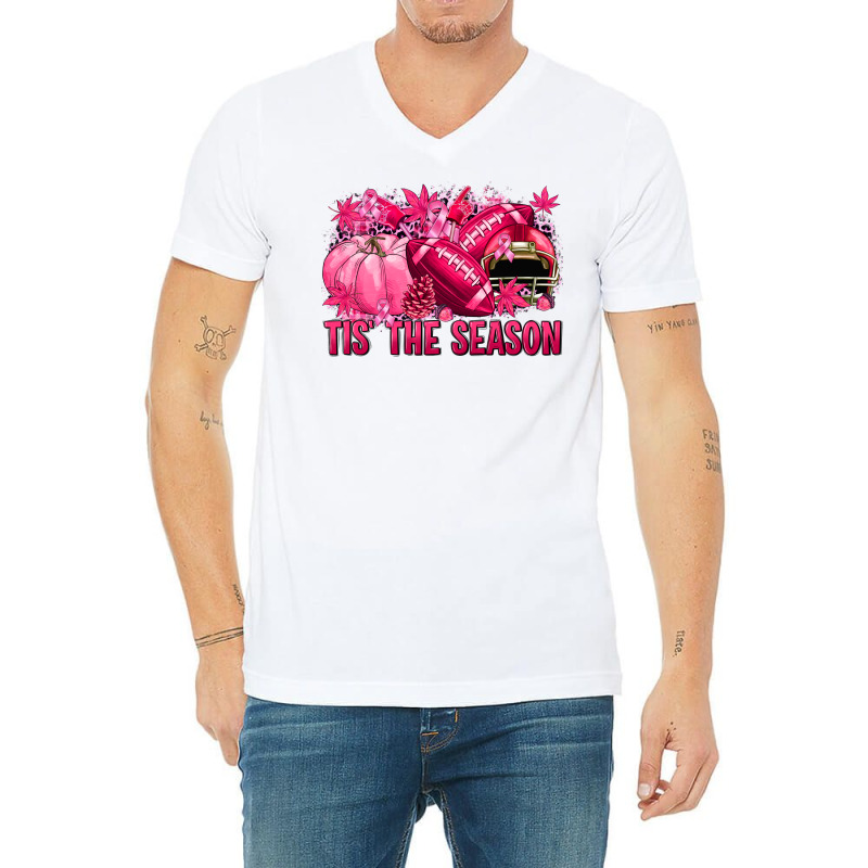 Tis' The Season Football Breast Cancer V-neck Tee | Artistshot