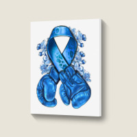 Blue Ribbon With Boxing Gloves Portrait Canvas Print | Artistshot